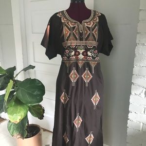 Vintage embroidered kaftan dress